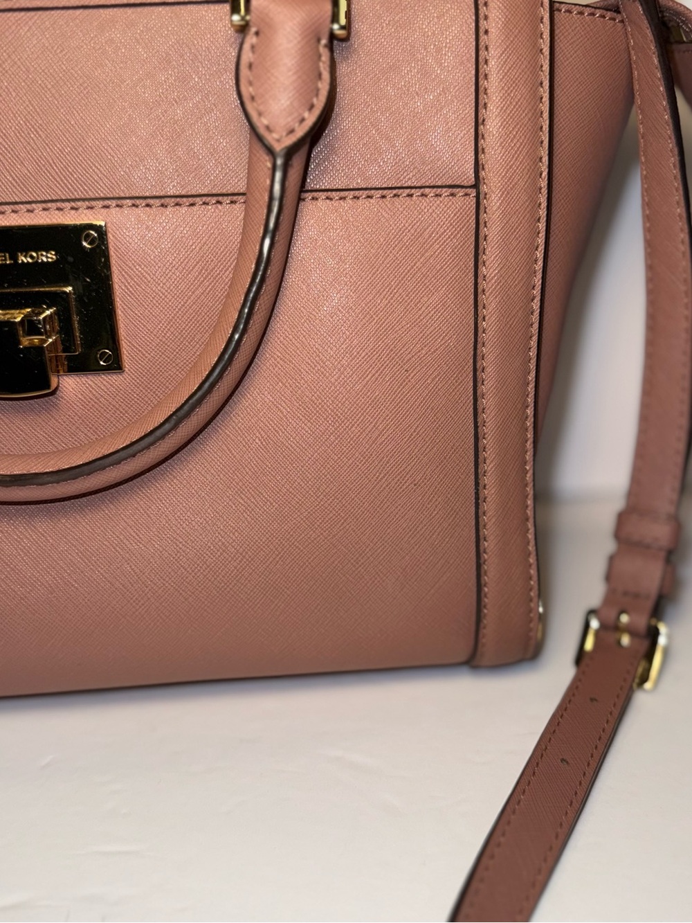 Michael Kors Tina Blossom Satchel Crossbody Bag Purse Saffiano Leather Large - Picture 5 of 16